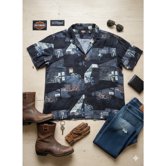 Harley Davidson Tori Richard Hawaii Made Button Up Shirt 3XL - Picture 1 of 5